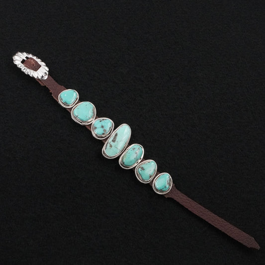 Rosita Charlie Turquoise, Sterling Silver & Leather Bracelet