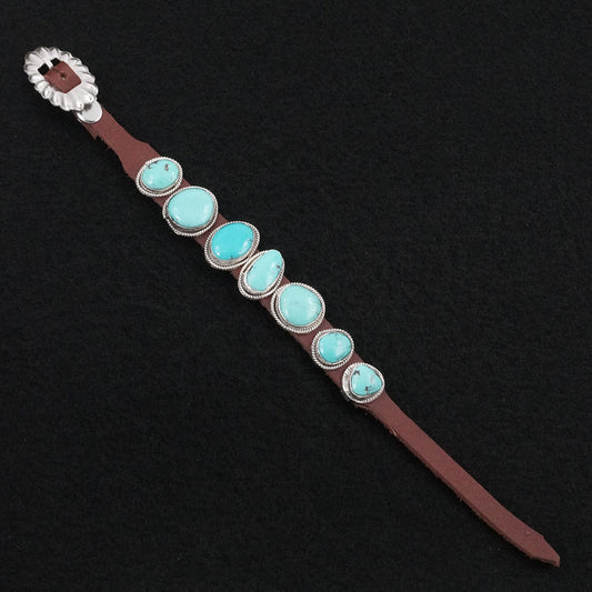 Rosita Charlie Turquoise, Sterling Silver & Leather Bracelet