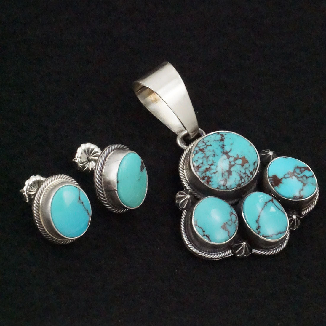 Darrin Livingston Turquoise & Sterling Silver Earrings & Pendant