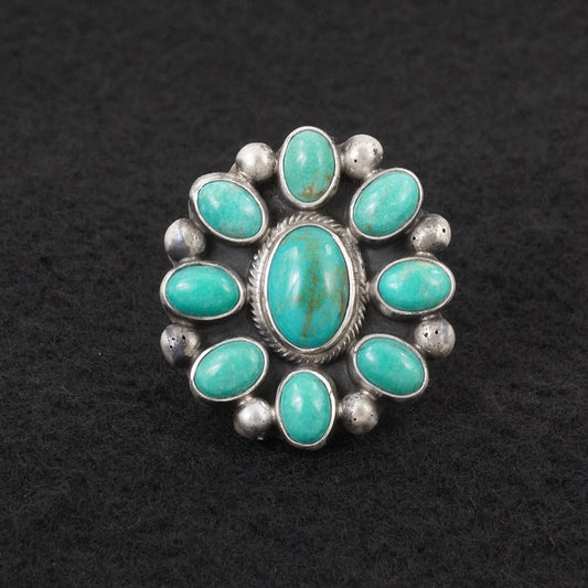 Kathleen Livingston Turquoise & Sterling Silver Ring Adjustable