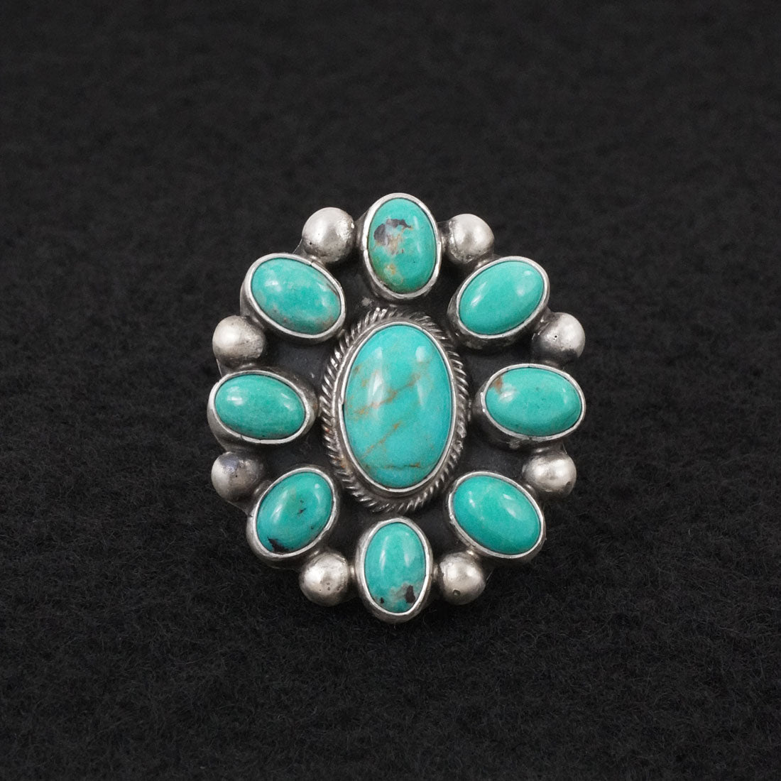 Kathleen Livingston Turquoise & Sterling Silver Ring Adjustable