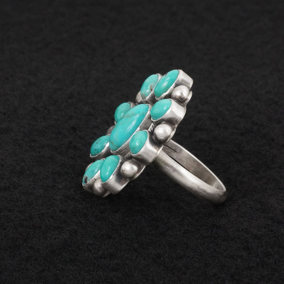 Kathleen Livingston Turquoise & Sterling Silver Ring Adjustable