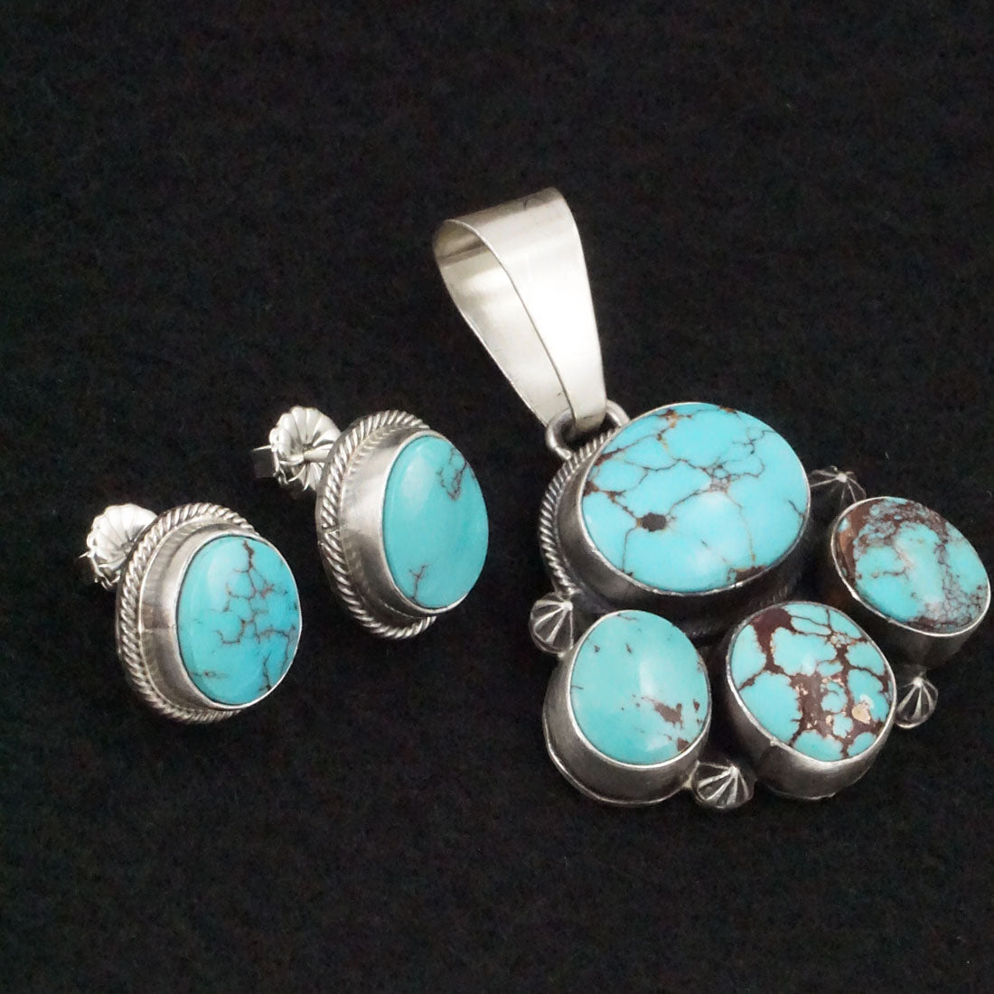 Darrin Livingston Turquoise & Sterling Silver Earrings & Pendant