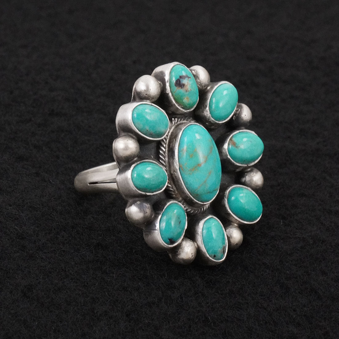 Kathleen Livingston Turquoise & Sterling Silver Ring Adjustable