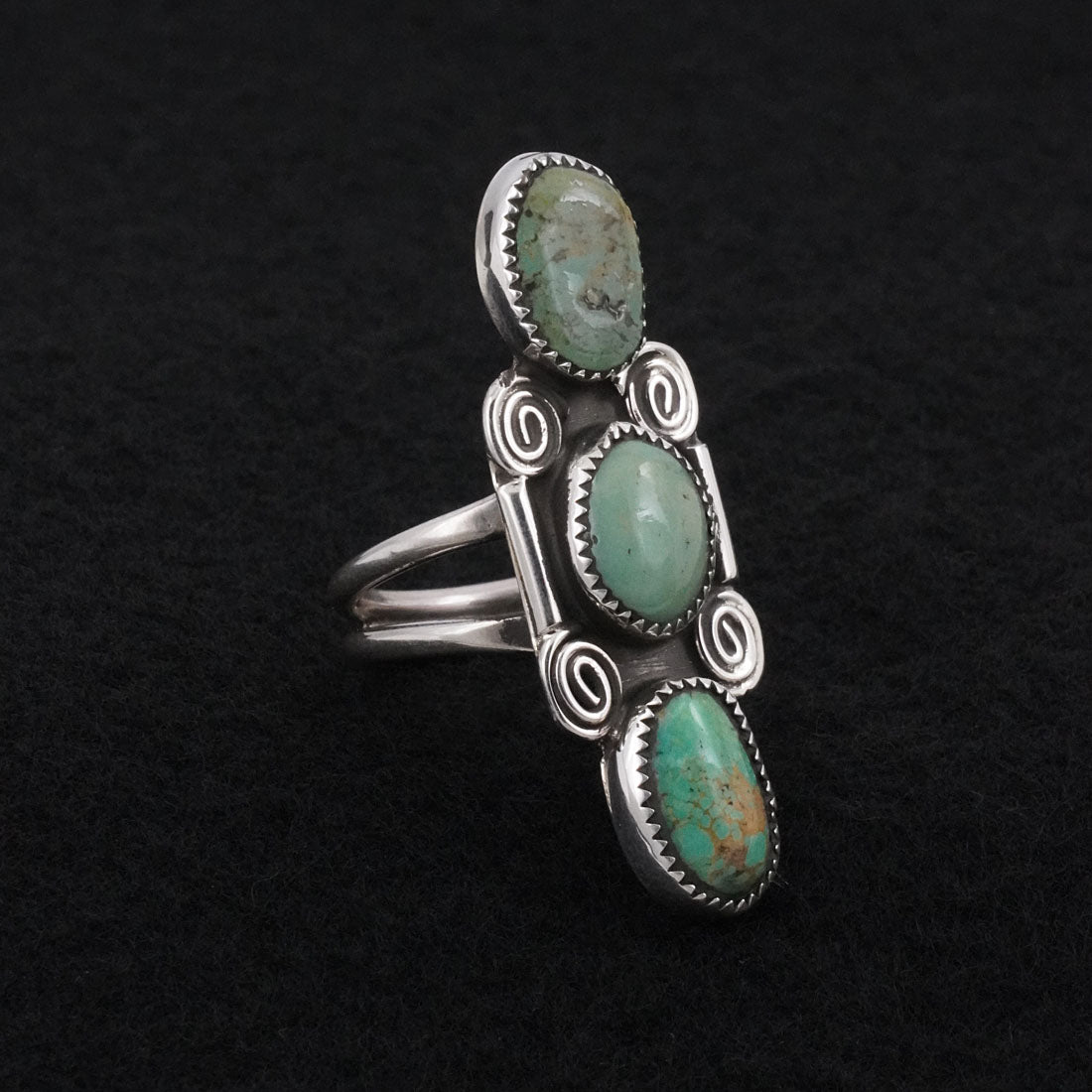Priscilla Reeder Turquoise & Sterling Silver Ring Sz. 8