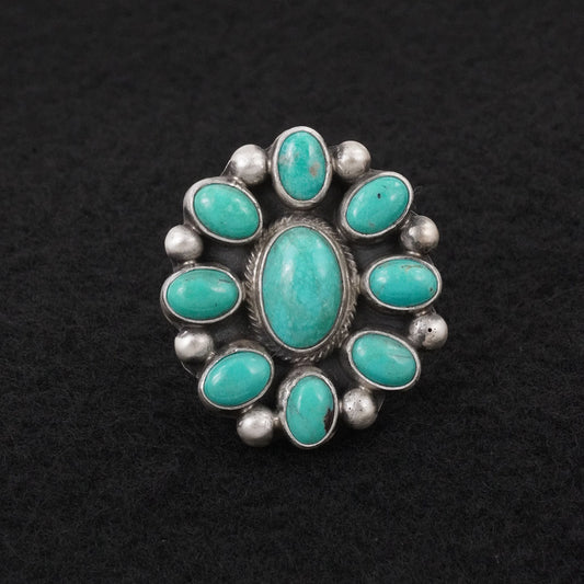 Kathleen Livingston Turquoise & Sterling Silver Ring Adjustable
