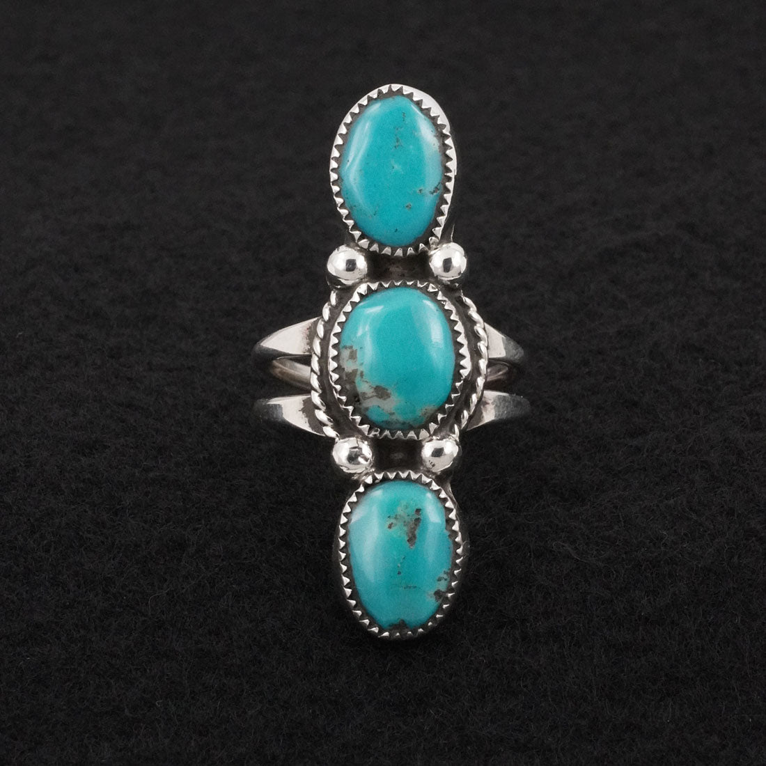 Priscilla Reeder Turquoise & Sterling Silver Ring Sz. 8.5