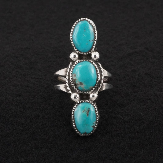 Priscilla Reeder Turquoise & Sterling Silver Ring Sz. 8.5