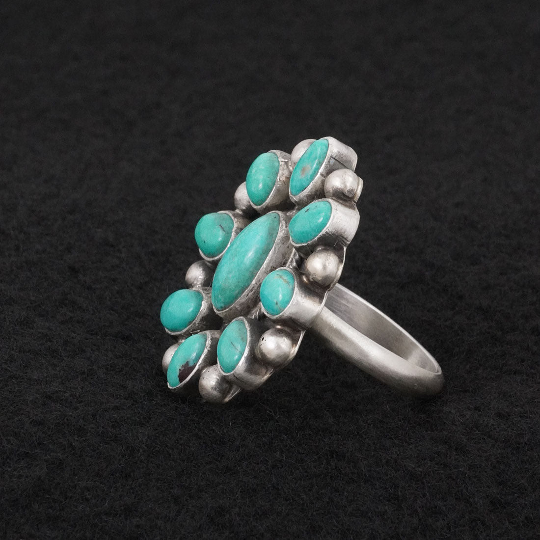 Kathleen Livingston Turquoise & Sterling Silver Ring Adjustable