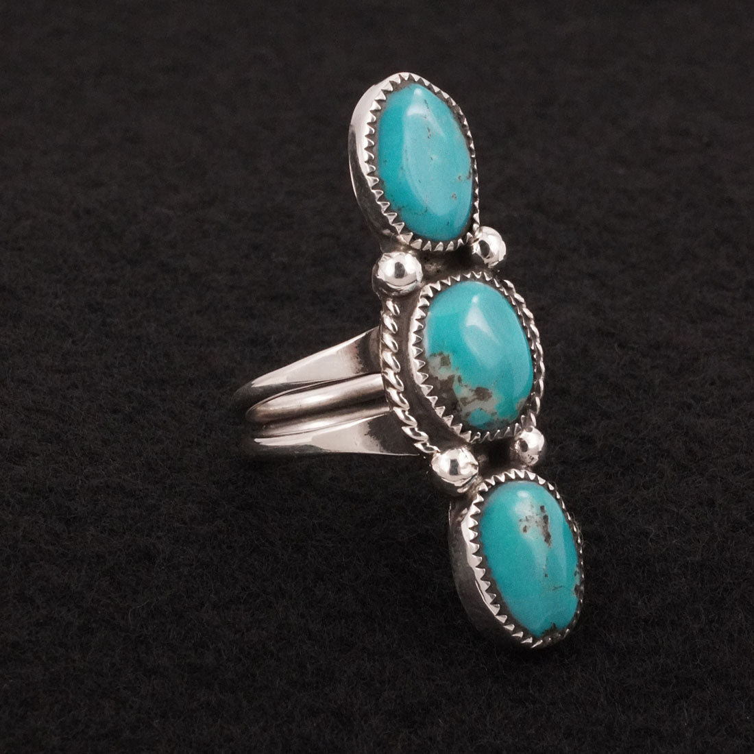 Priscilla Reeder Turquoise & Sterling Silver Ring Sz. 8.5