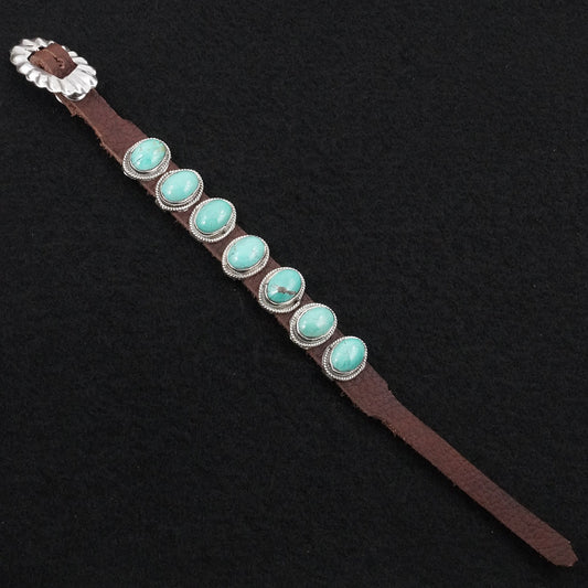 Rosita Charlie Turquoise, Sterling Silver & Leather Bracelet