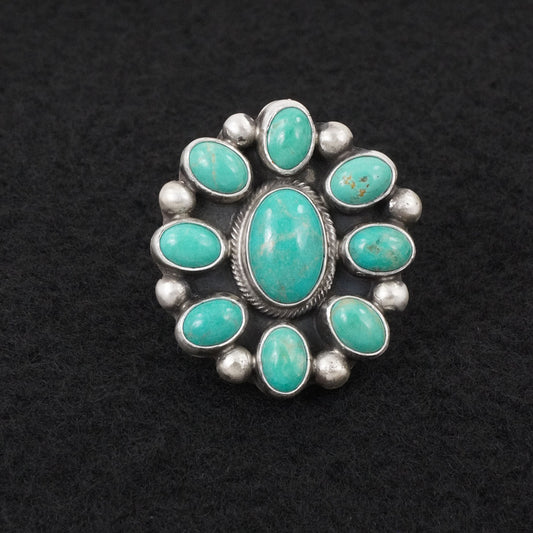 Kathleen Livingston Turquoise & Sterling Silver Ring Adjustable