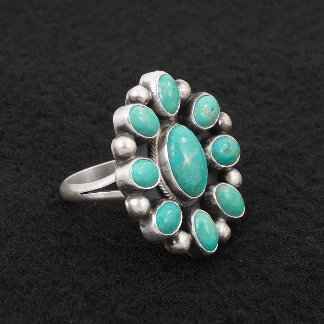 Kathleen Livingston Turquoise & Sterling Silver Ring Adjustable