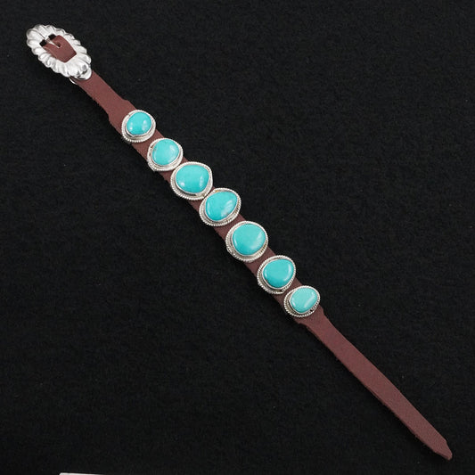 Rosita Charlie Turquoise, Sterling Silver & Leather Bracelet
