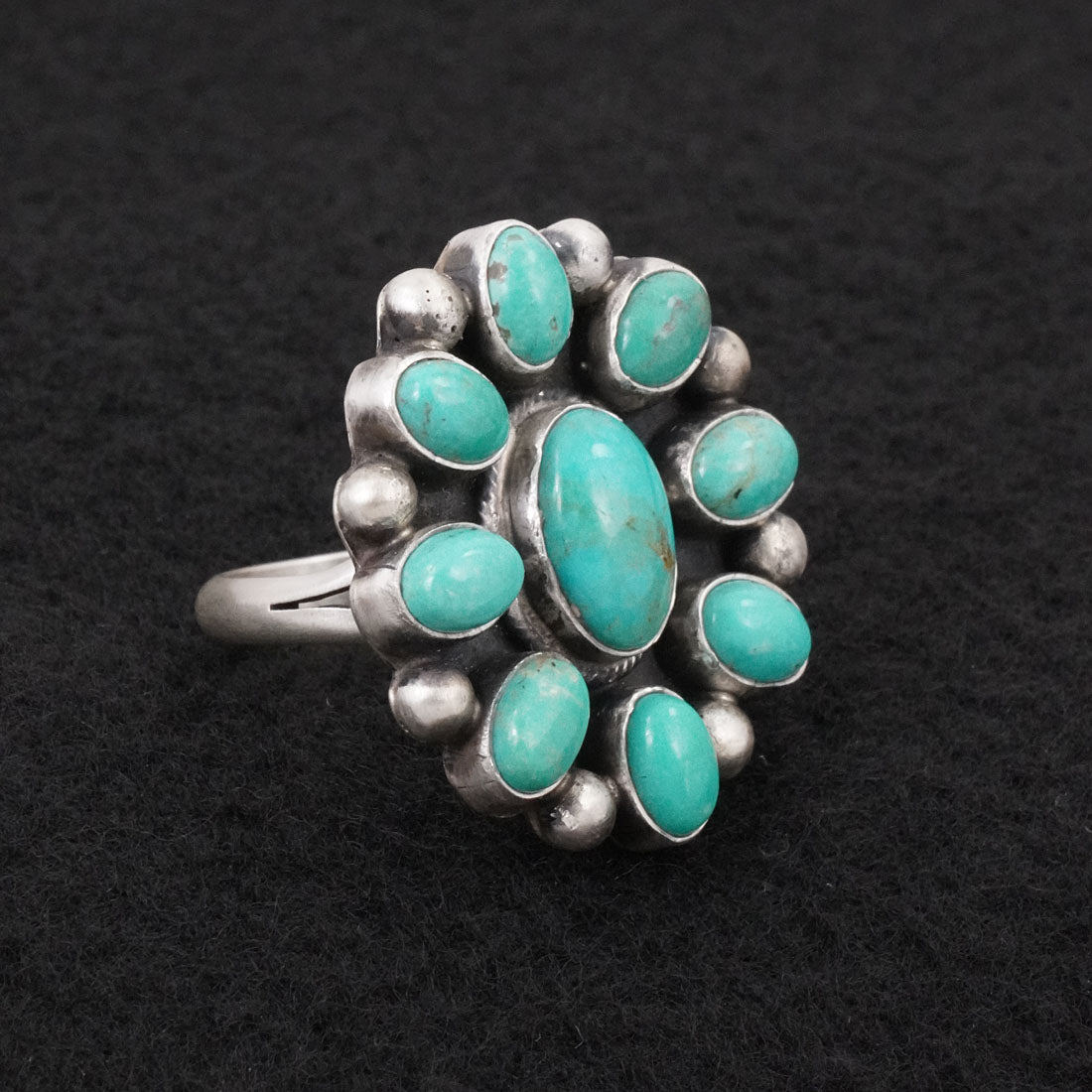 Kathleen Livingston Turquoise & Sterling Silver Ring Adjustable