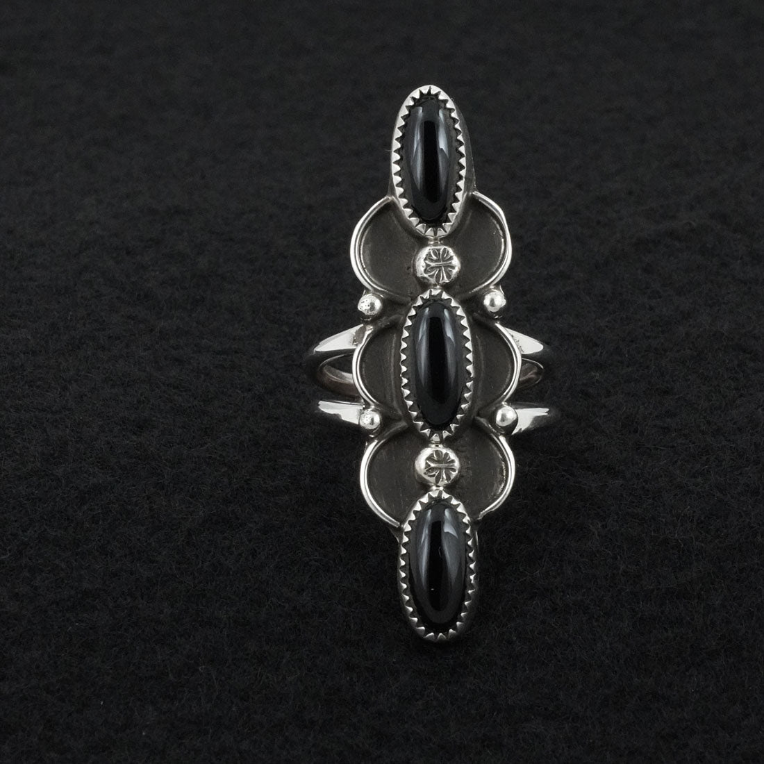 Priscilla Reeder Onyx & Sterling Silver Ring Sz. 7
