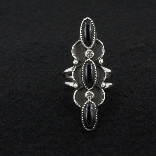 Priscilla Reeder Onyx & Sterling Silver Ring Sz. 7