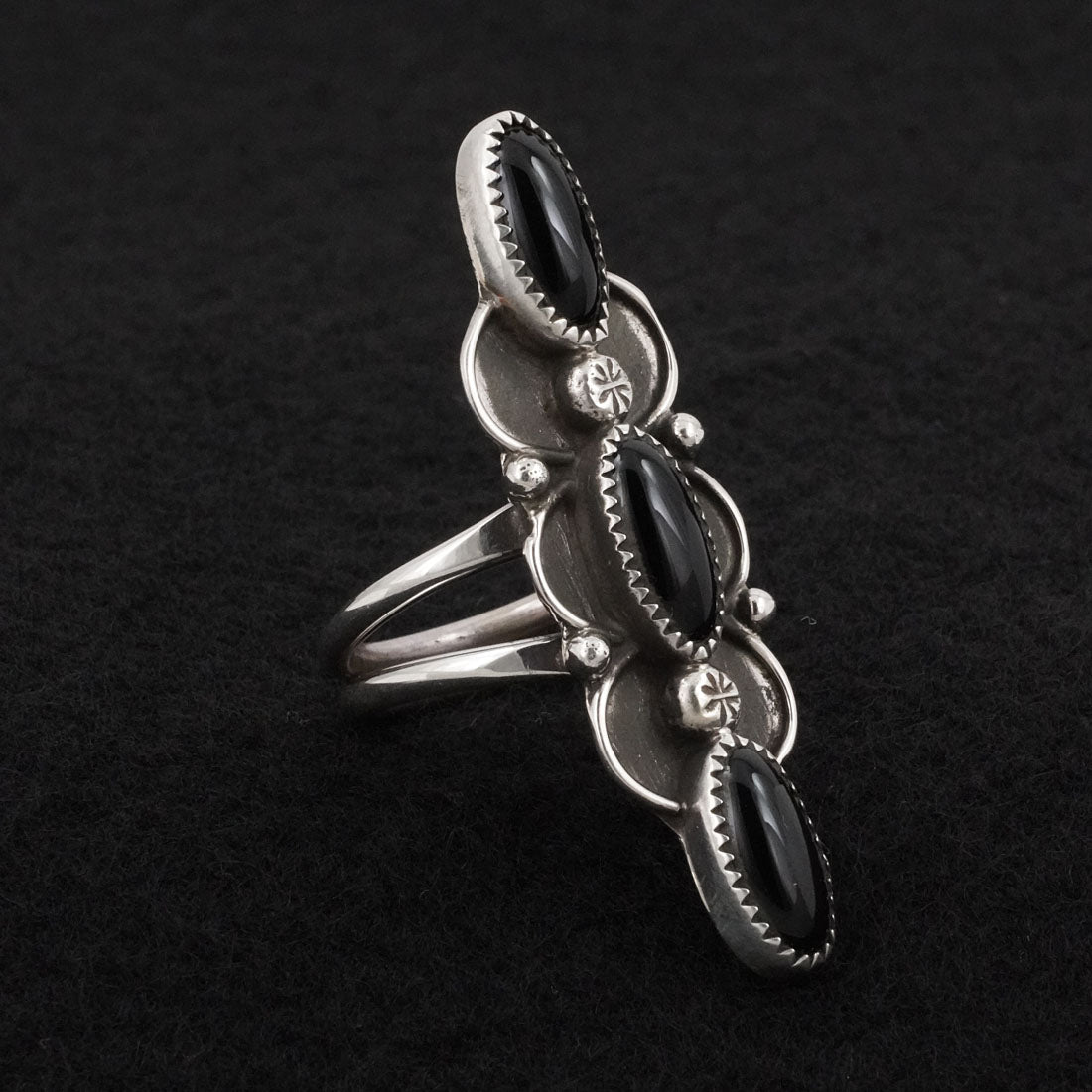 Priscilla Reeder Onyx & Sterling Silver Ring Sz. 7