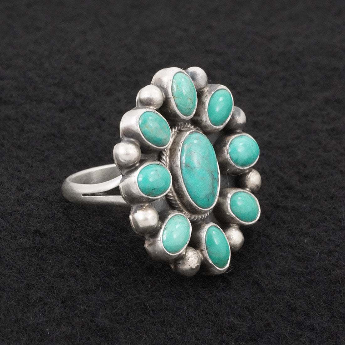 Kathleen Livingston Turquoise & Sterling Silver Ring Adjustable