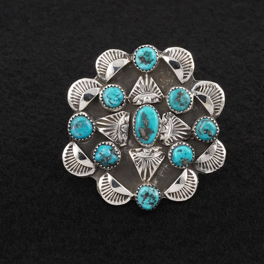Delbert Arviso Turquoise & Sterling Silver Ring Adjustable