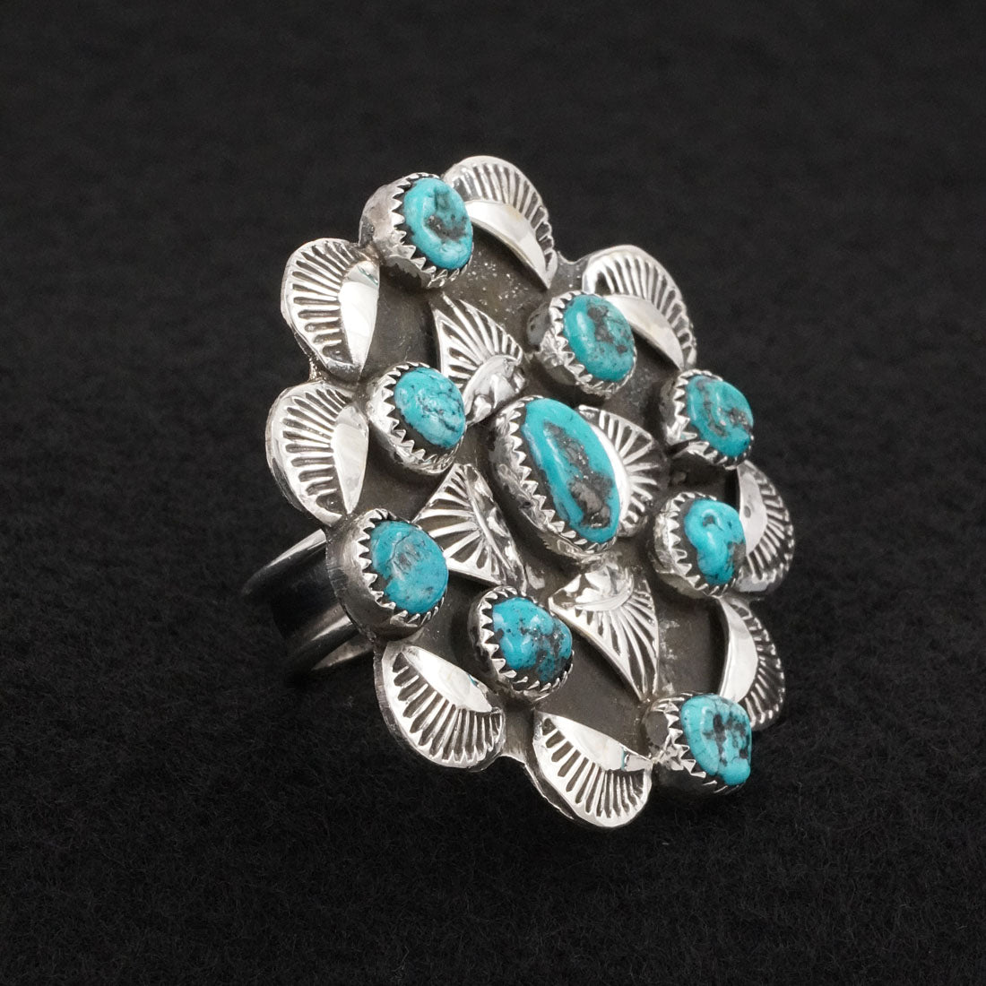 Delbert Arviso Turquoise & Sterling Silver Ring Adjustable