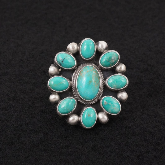 Kathleen Livingston Turquoise & Sterling Silver Ring Adjustable
