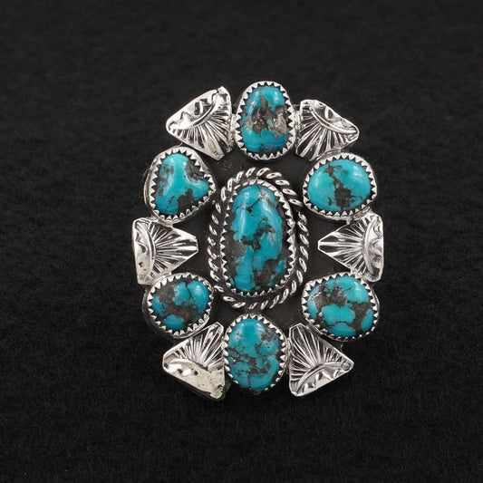 Delbert Arviso Turquoise & Sterling Silver Ring Sz. 8
