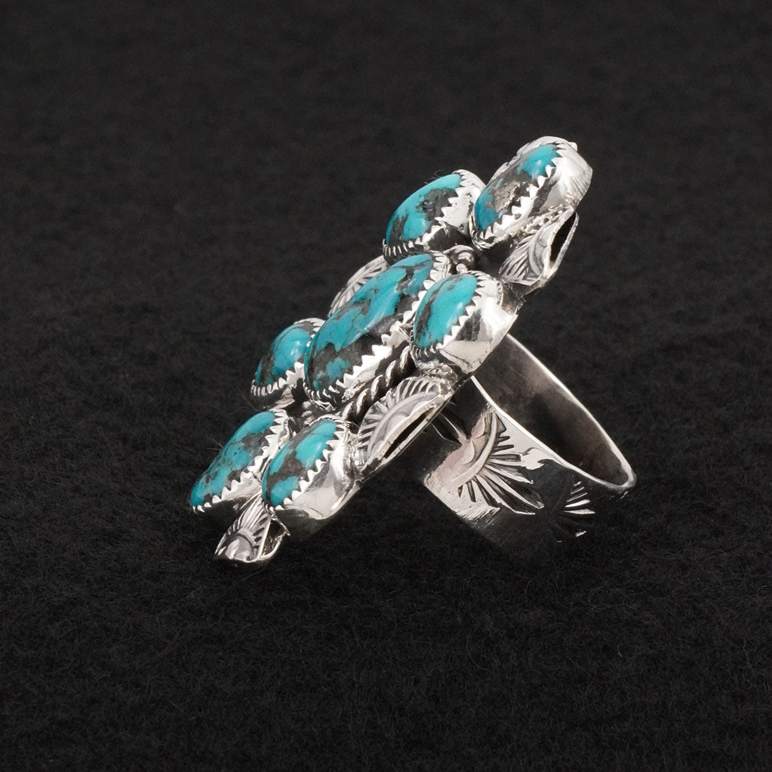Delbert Arviso Turquoise & Sterling Silver Ring Sz. 8