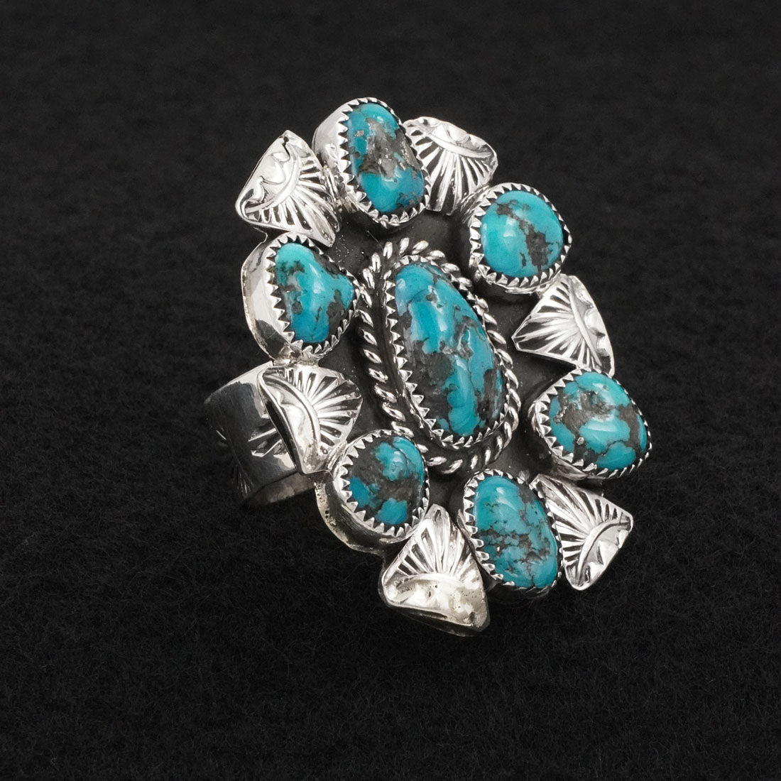Delbert Arviso Turquoise & Sterling Silver Ring Sz. 8