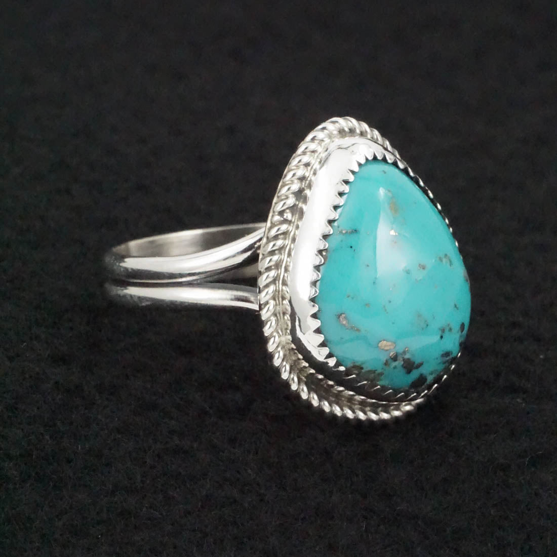 Leslie Nez Turquoise & Sterling Silver Ring Size 11