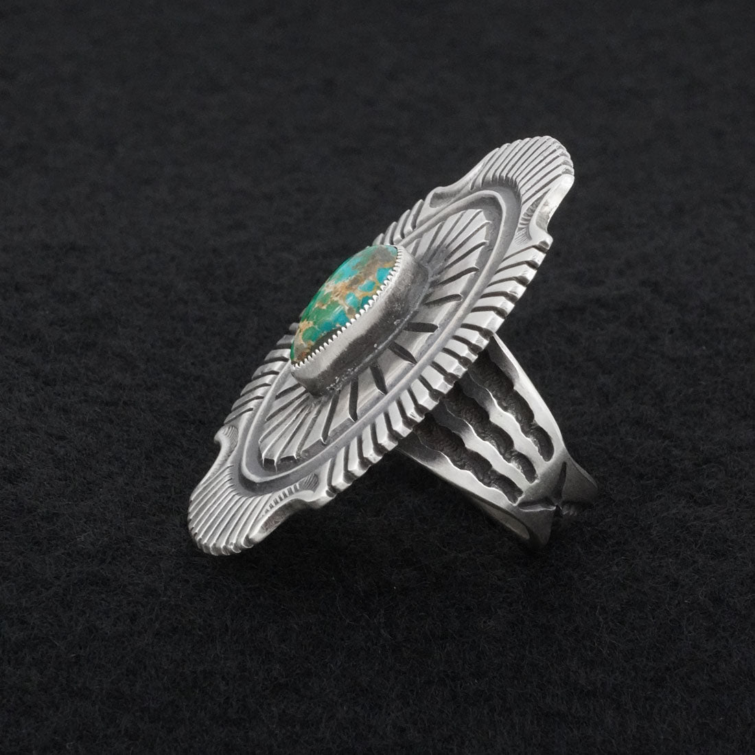 Calvin Martinez Turquoise & Sterling Silver Ring Sz. 8.5