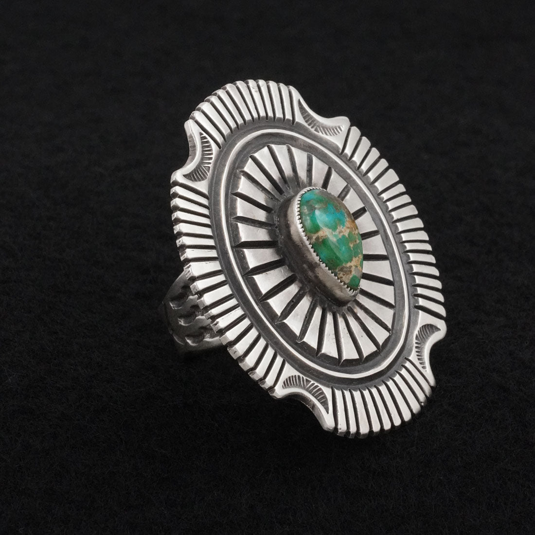 Calvin Martinez Turquoise & Sterling Silver Ring Sz. 8.5