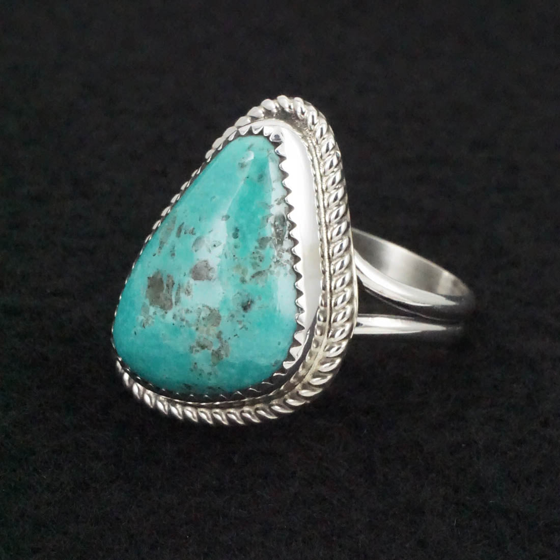 Leslie Nez Turquoise & Sterling Silver Ring Size 10.75