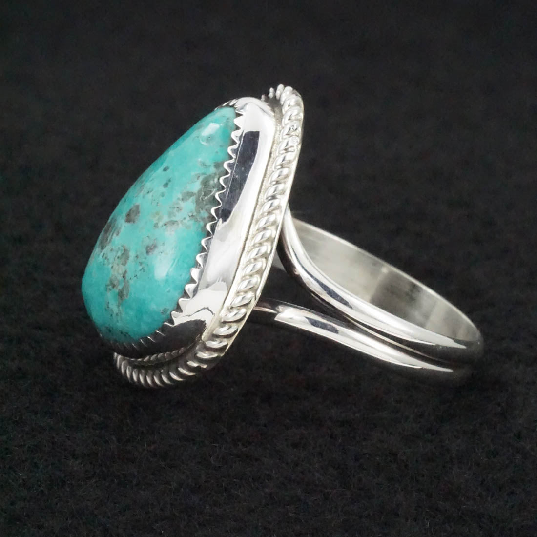 Leslie Nez Turquoise & Sterling Silver Ring Size 10.75