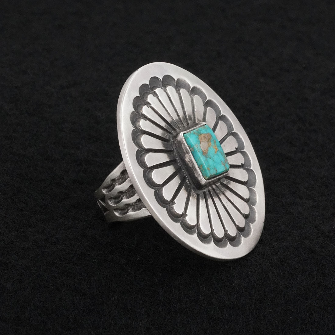 Calvin Martinez Turquoise & Sterling Silver Ring Sz. 7
