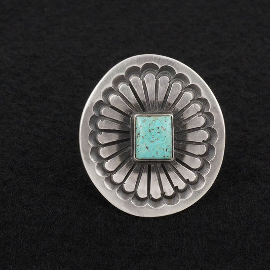 Calvin Martinez Turquoise & Sterling Silver Ring Sz. 9