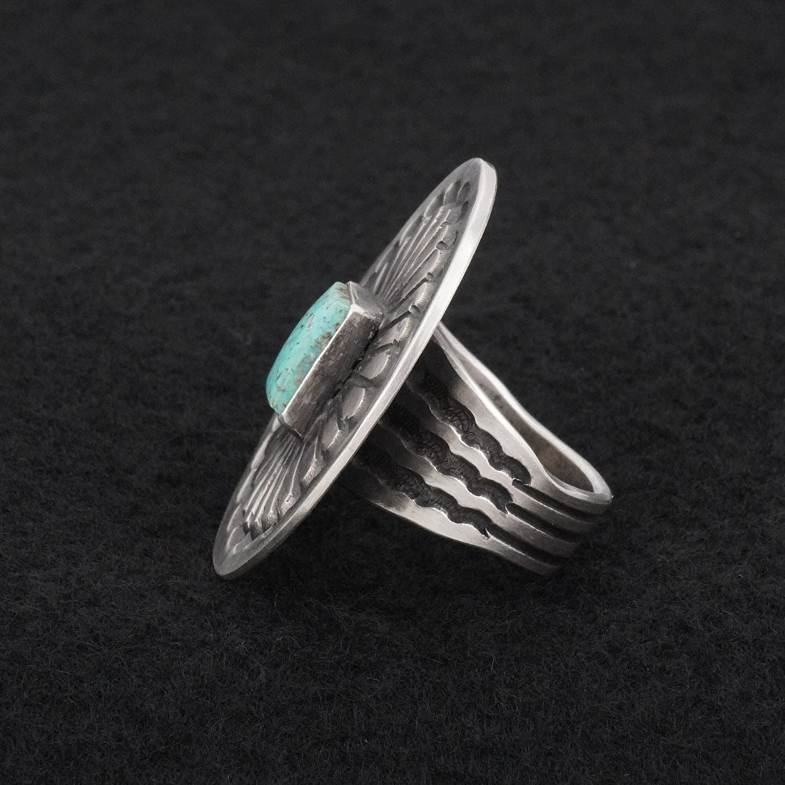 Calvin Martinez Turquoise & Sterling Silver Ring Sz. 9