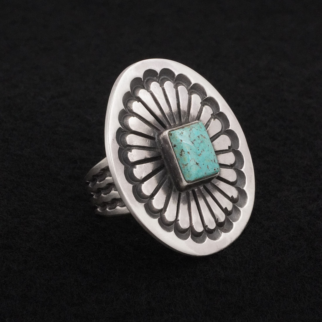 Calvin Martinez Turquoise & Sterling Silver Ring Sz. 9