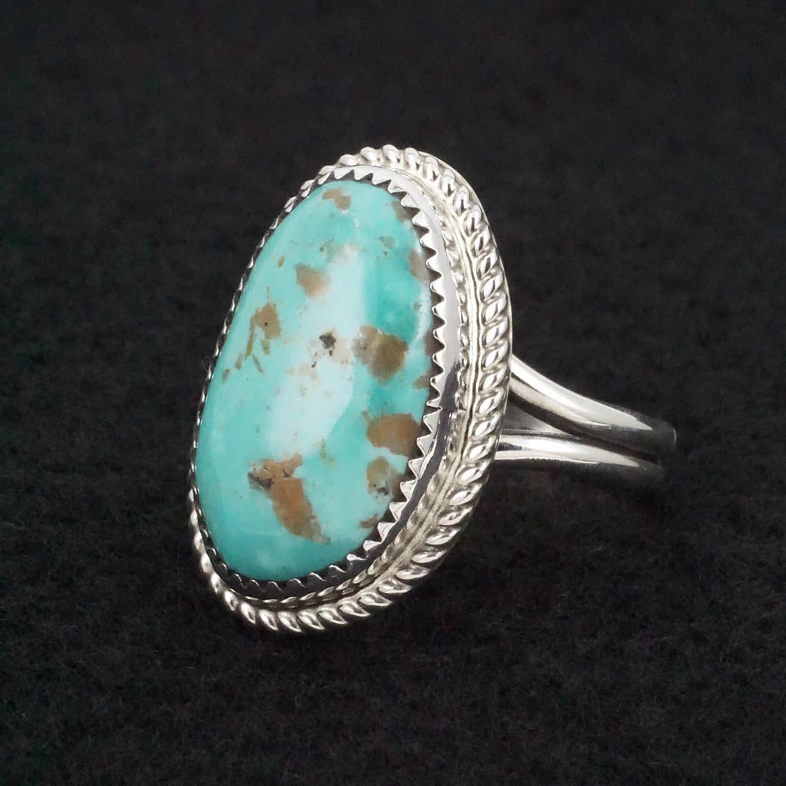 Leslie Nez Turquoise & Sterling Silver Ring Size 11