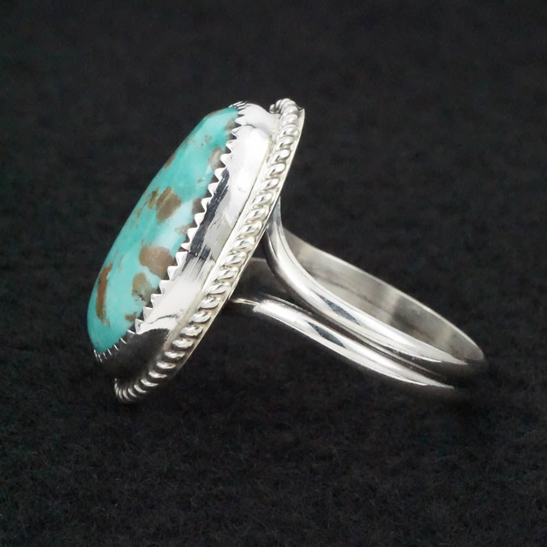 Leslie Nez Turquoise & Sterling Silver Ring Size 11