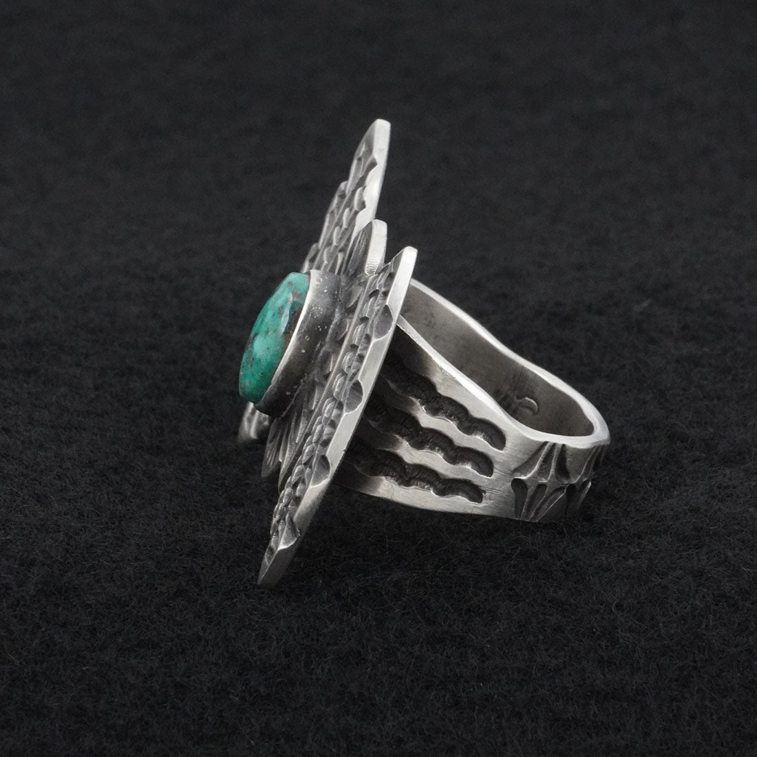 Calvin Martinez Turquoise & Sterling Silver Ring Sz. 9