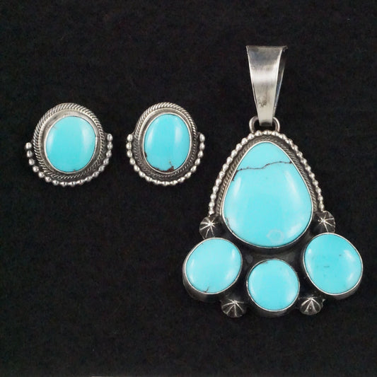 Darrin Livingston Turquoise & Sterling Silver Earrings & Pendant