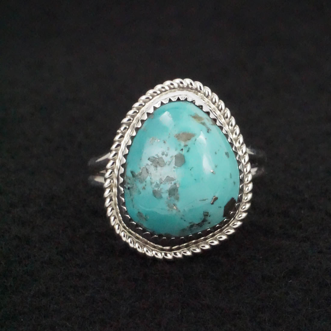 Leslie Nez Turquoise & Sterling Silver Ring Size 11