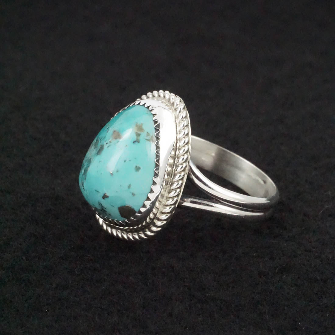 Leslie Nez Turquoise & Sterling Silver Ring Size 11