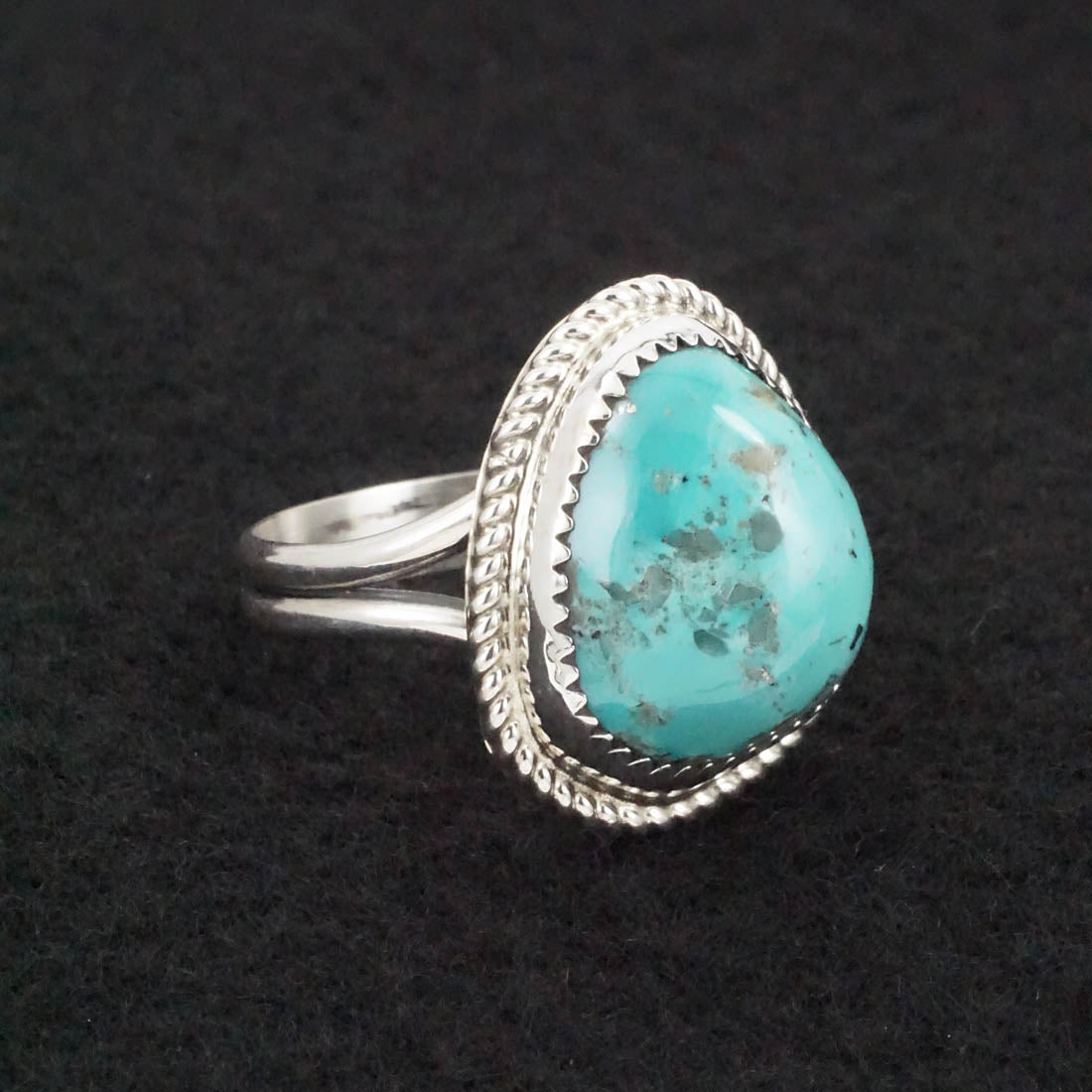 Leslie Nez Turquoise & Sterling Silver Ring Size 11