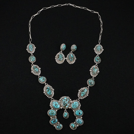 Phil Nez Turquoise & Sterling Silver Necklace Set