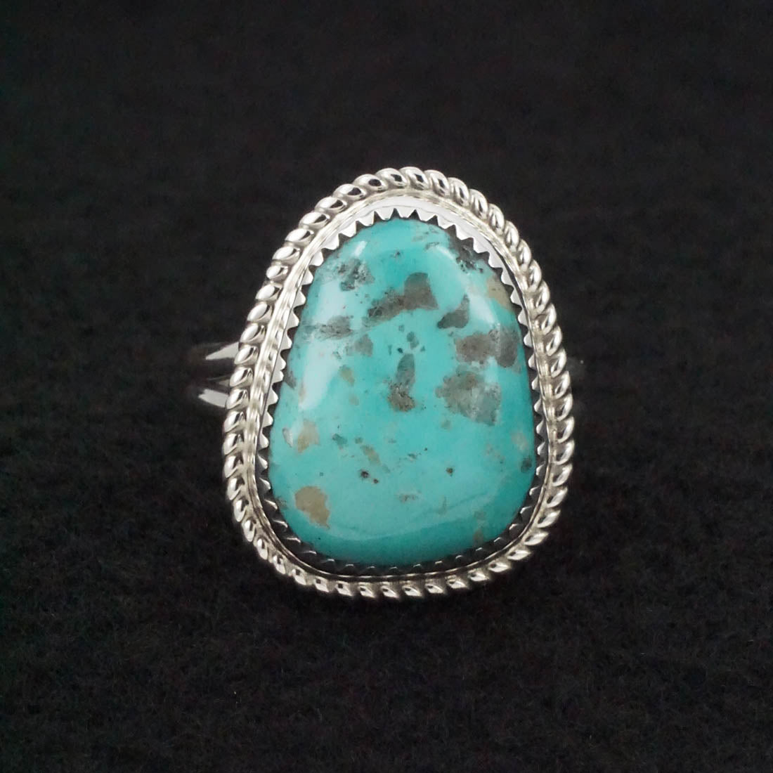 Leslie Nez Turquoise & Sterling Silver Ring Size 10.75