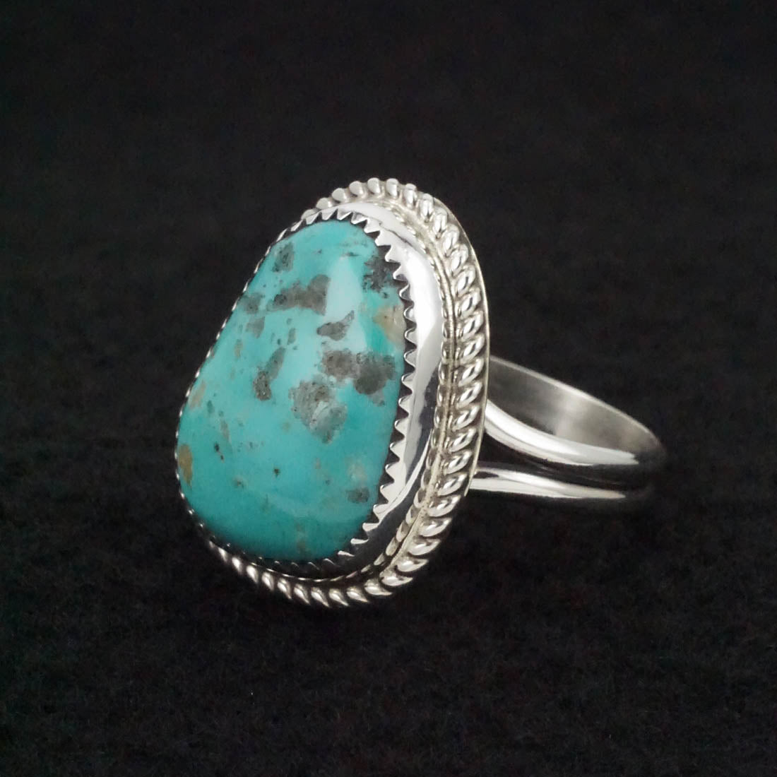 Leslie Nez Turquoise & Sterling Silver Ring Size 10.75