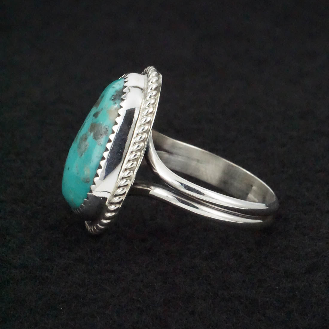 Leslie Nez Turquoise & Sterling Silver Ring Size 10.75