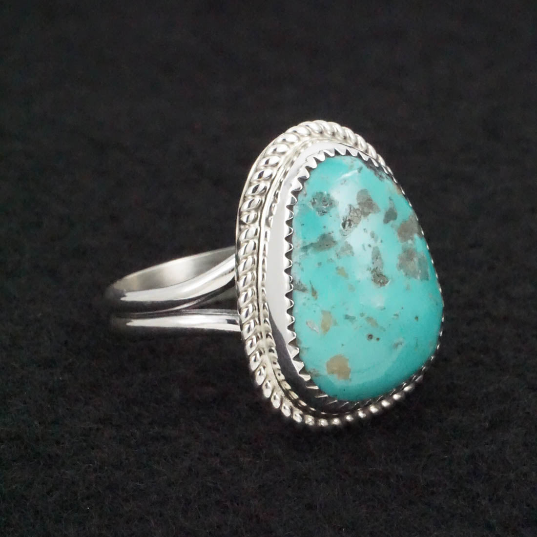 Leslie Nez Turquoise & Sterling Silver Ring Size 10.75